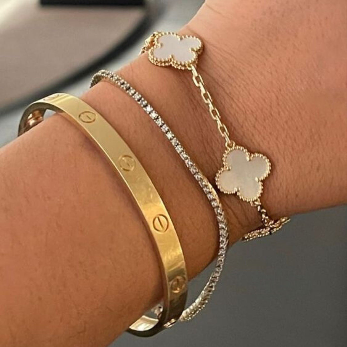 Lucky Clover Armband Wit