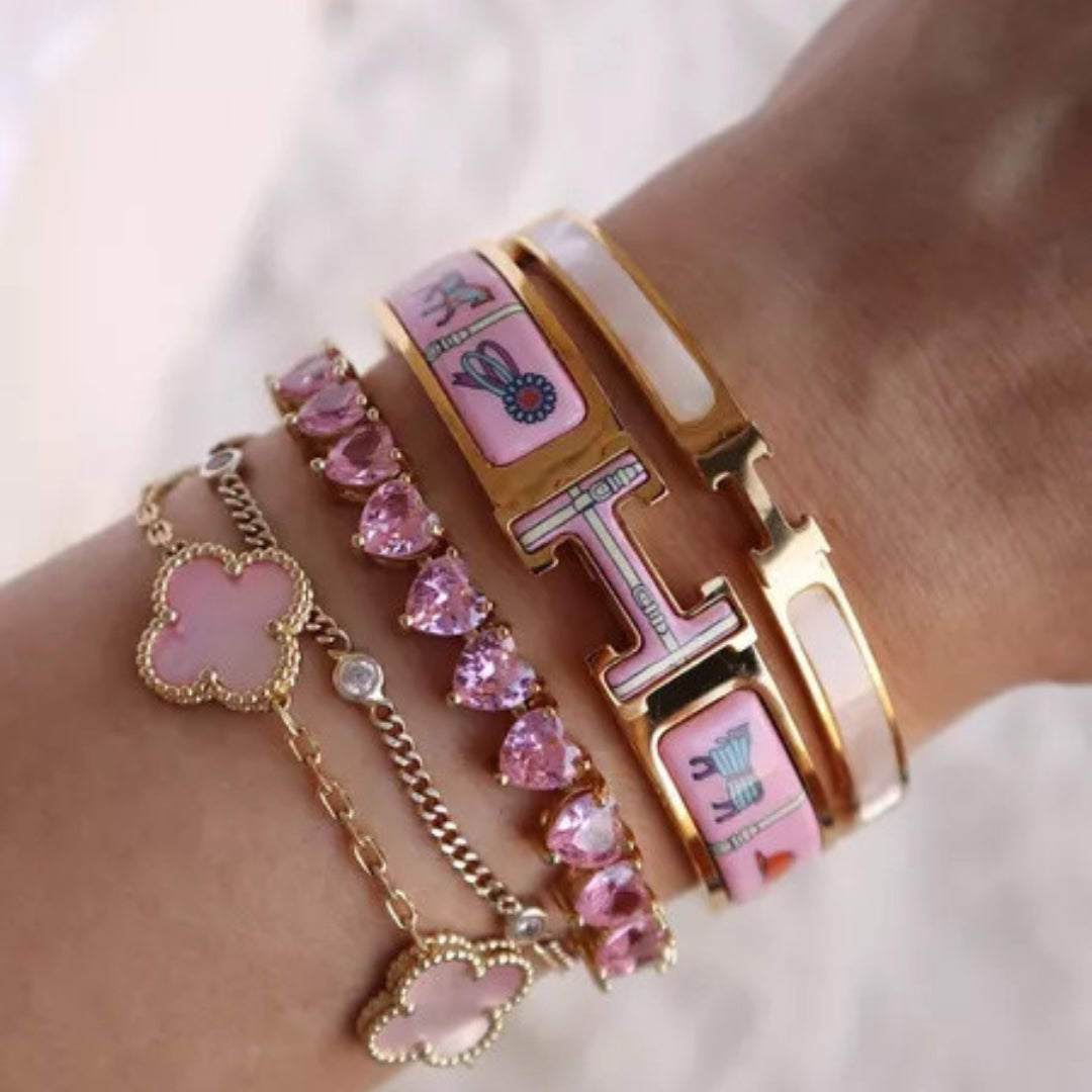 Lucky Clover Armband Roze